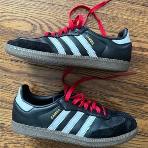 SAMBA OG SHOES Adidas Samba Black Shoes with Red Accents leather & suede.